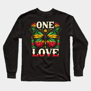 Rasta Colors, Butterfly Reggae Love Music Long Sleeve T-Shirt